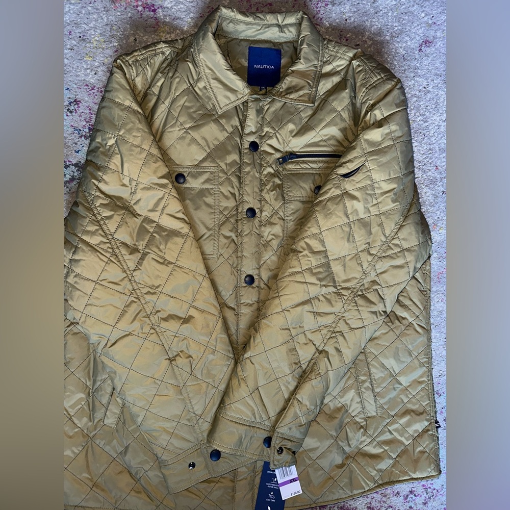 Nautica Men's Lightweight Khaki Green Quilted Jacket